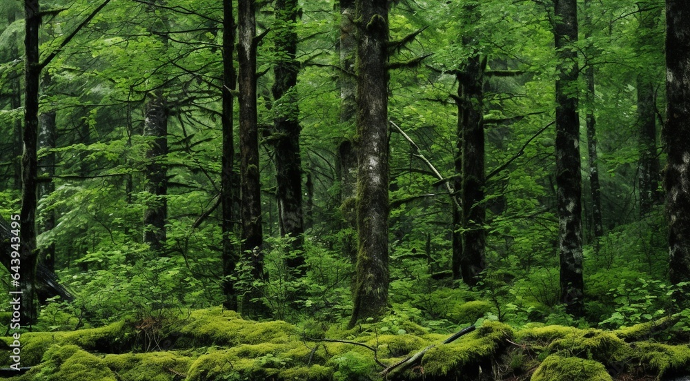 forest in the morning, forest in spring, trees in the forest, green forest