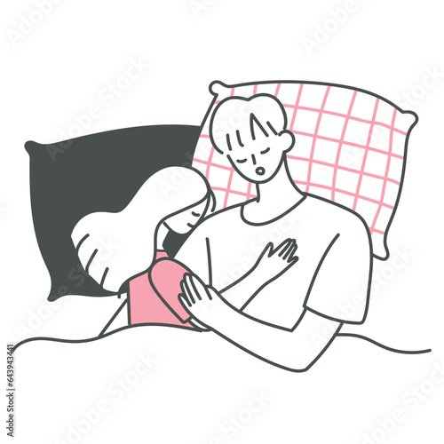 Couple sleeping illustration