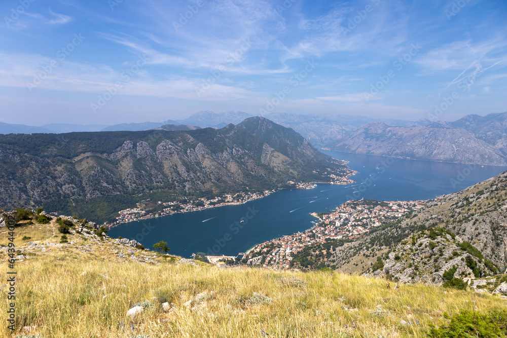 Beautiful panorama of Montenegro (Crna Gora). Lovćen National Park, Kotor Fjord