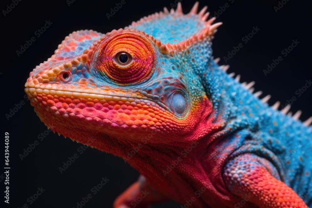 Fototapeta premium skin shedding process on a colorful lizard