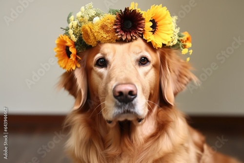 flower crowns for pets: dog or cat wearing a crown