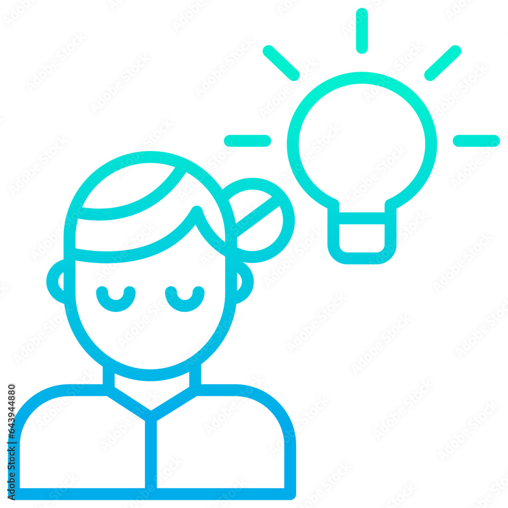 Outline gradient Woman Idea bulb icon Outline gradient Woman Idea bulb icon