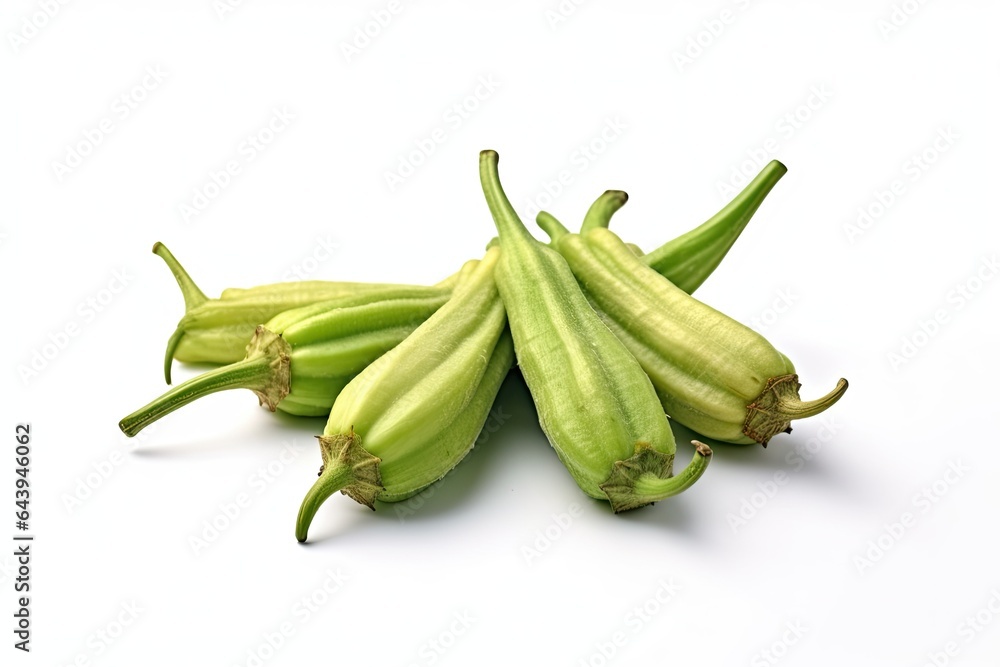 Okra photo realistic illustration - Generative AI. Okra photo realistic illustration - Generative AI.
