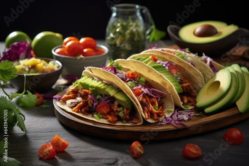 nutritious jackfruit tacos with avocado and salsa