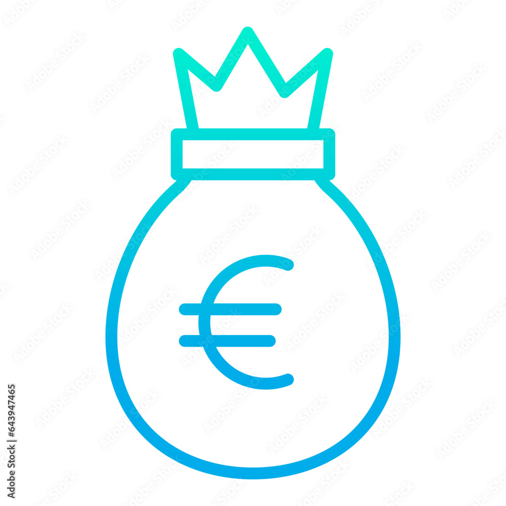 Outline gradient Euro Money bag icon Outline gradient Euro Money bag icon