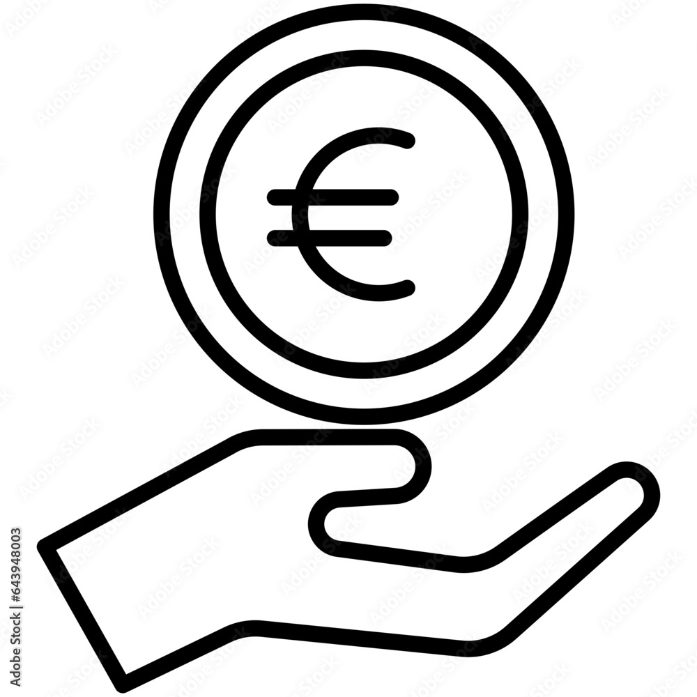Outline Euro Charity, Save icon Outline Euro Charity, Save icon