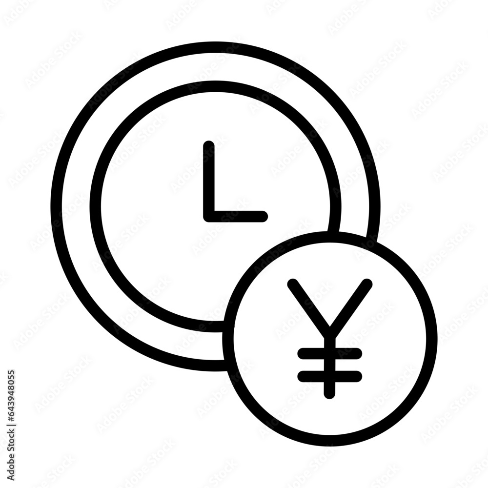 Outline Yen Time, fixed investment icon Outline Yen Time, fixed investment icon