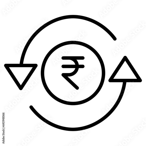Outline Rupees Exchange value icon