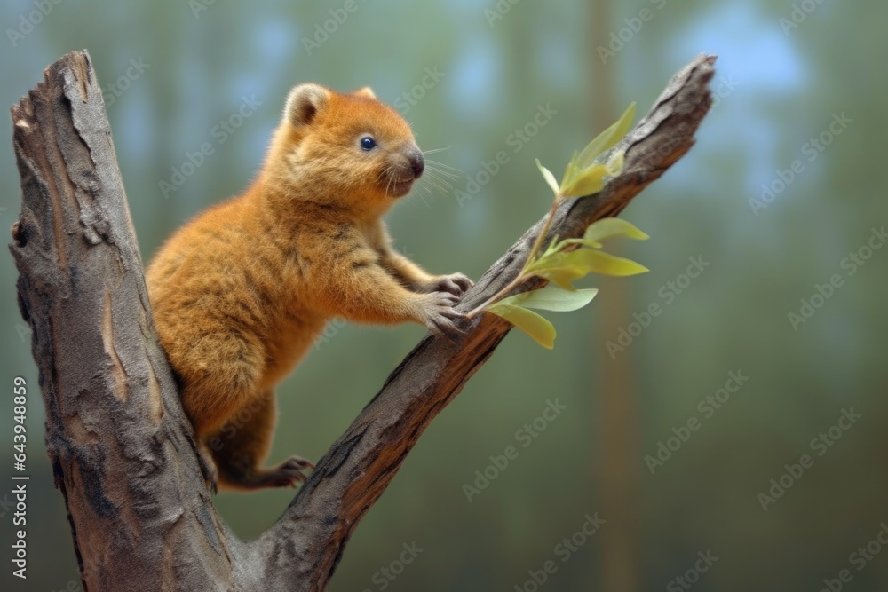 quokka climbing tree trunk to reach fresh leaves quokka climbing tree trunk to reach fresh leaves