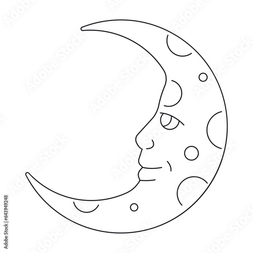 Astrology crescent moon outline illustration