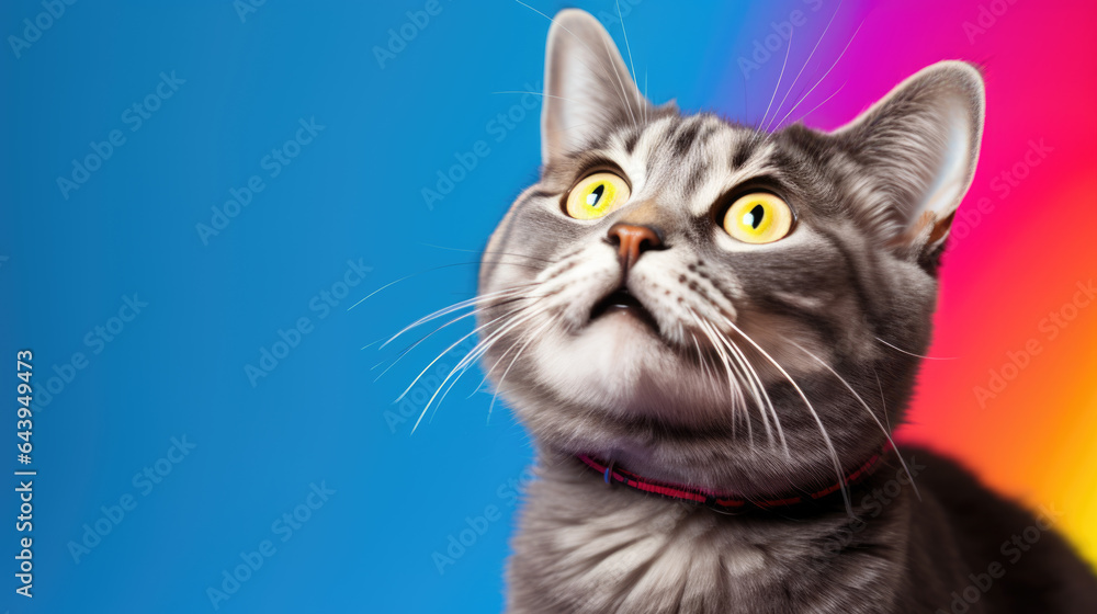 Cat isolated on colored background