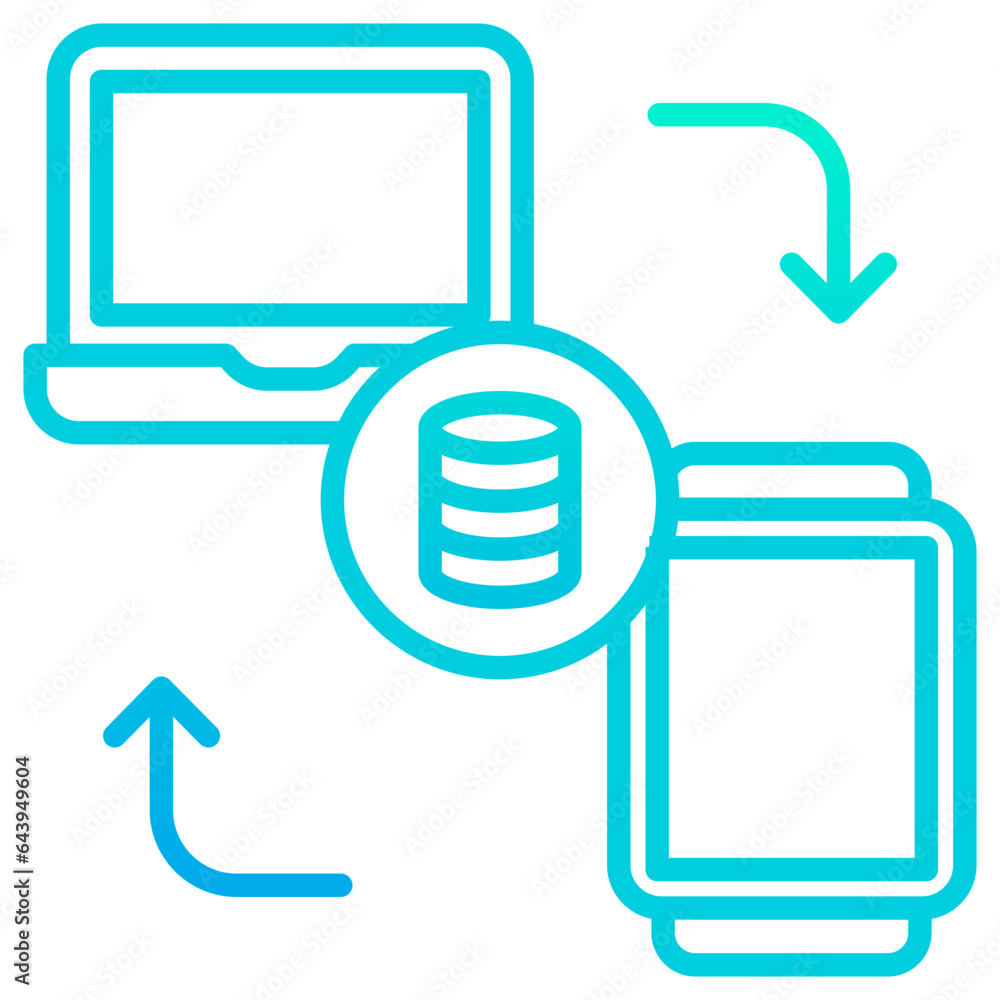 Outline gradient Laptop to Smartwatch sharing icon Outline gradient Laptop to Smartwatch sharing icon