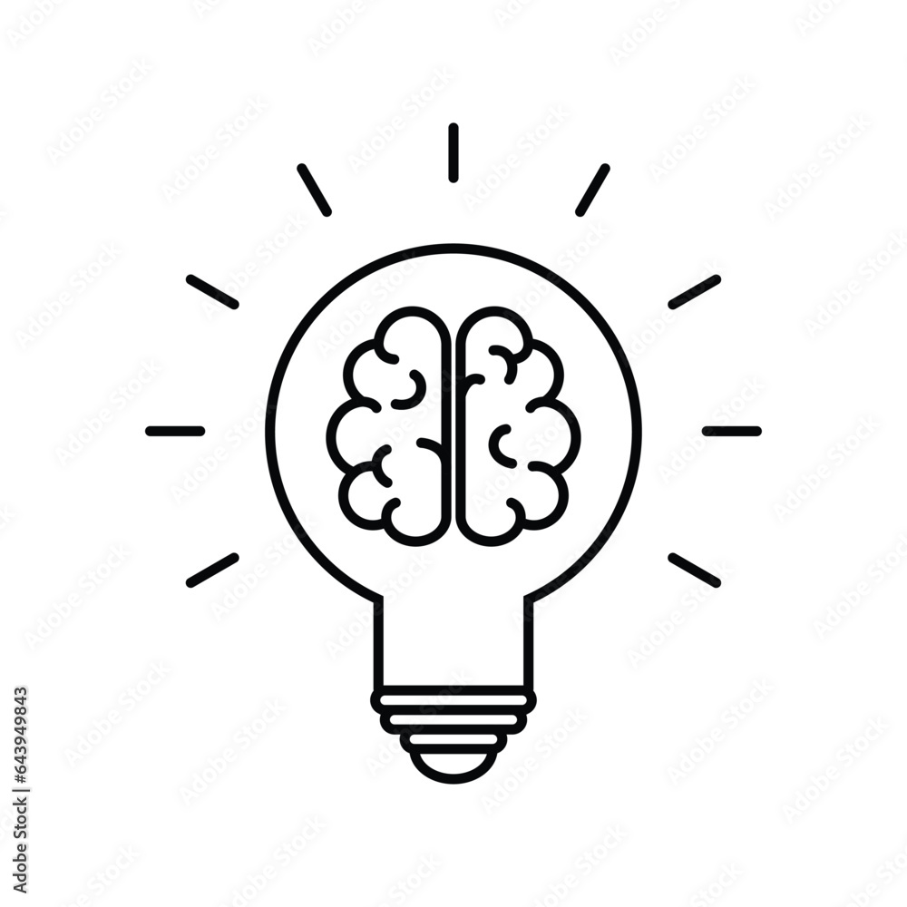 Light bulb with brain icon vector. Idea icon, thinking, solution concept. Light bulb with brain icon vector. Idea icon, thinking, solution concept.