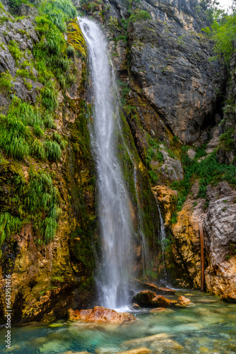 The Grunas waterfall in Theth National Park  Albania. Albanian alps