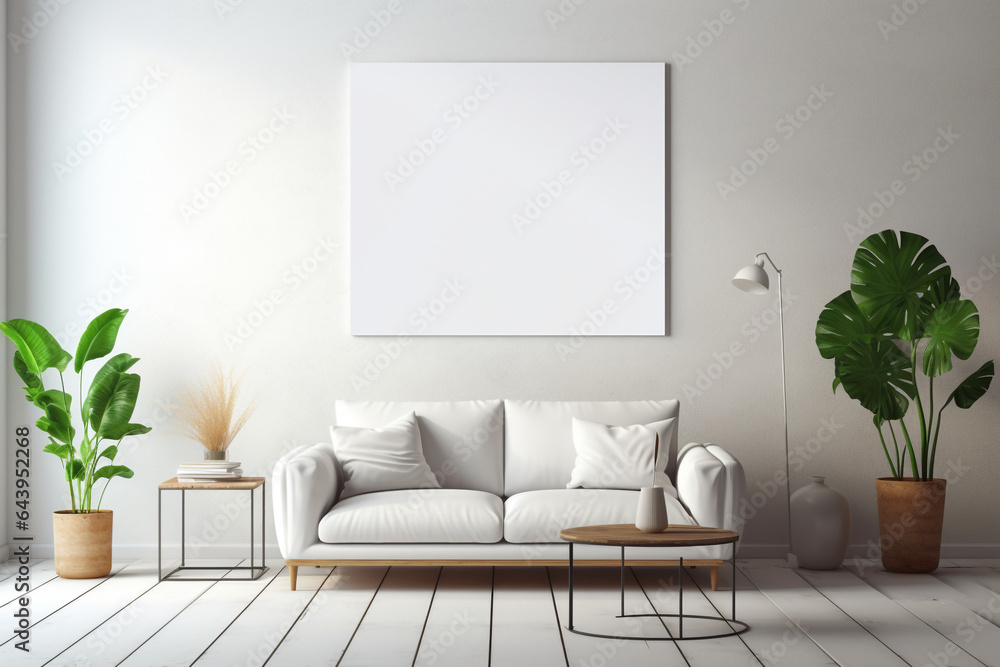 Naklejka premium Mockup Frame. Modern Interior Design. Background. Your art space.