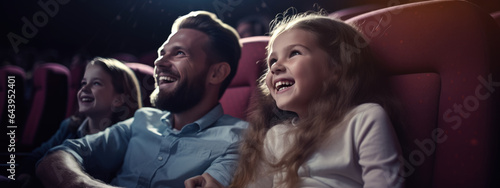 Family in a cinema watching a movie