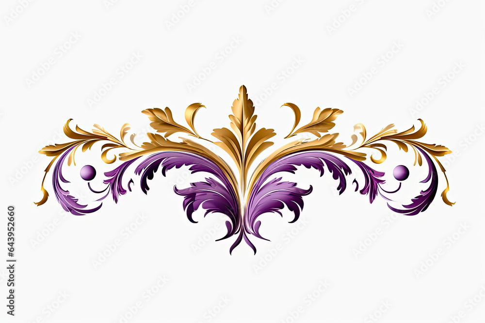 A purple and gold border with purple flowers, Generative AI A purple and gold border with purple flowers, Generative AI
