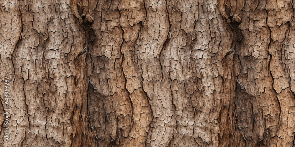 Close-up shot of a tree trunk with cracked and wrinkled wood texture in a seamless repeating pattern. Close-up shot of a tree trunk with cracked and wrinkled wood texture in a seamless repeating pattern.