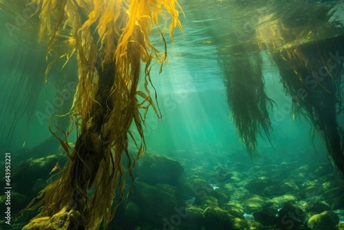 giant kelp reaching toward the surface photo