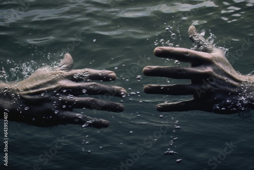 swimmers hand reaching for surface through water