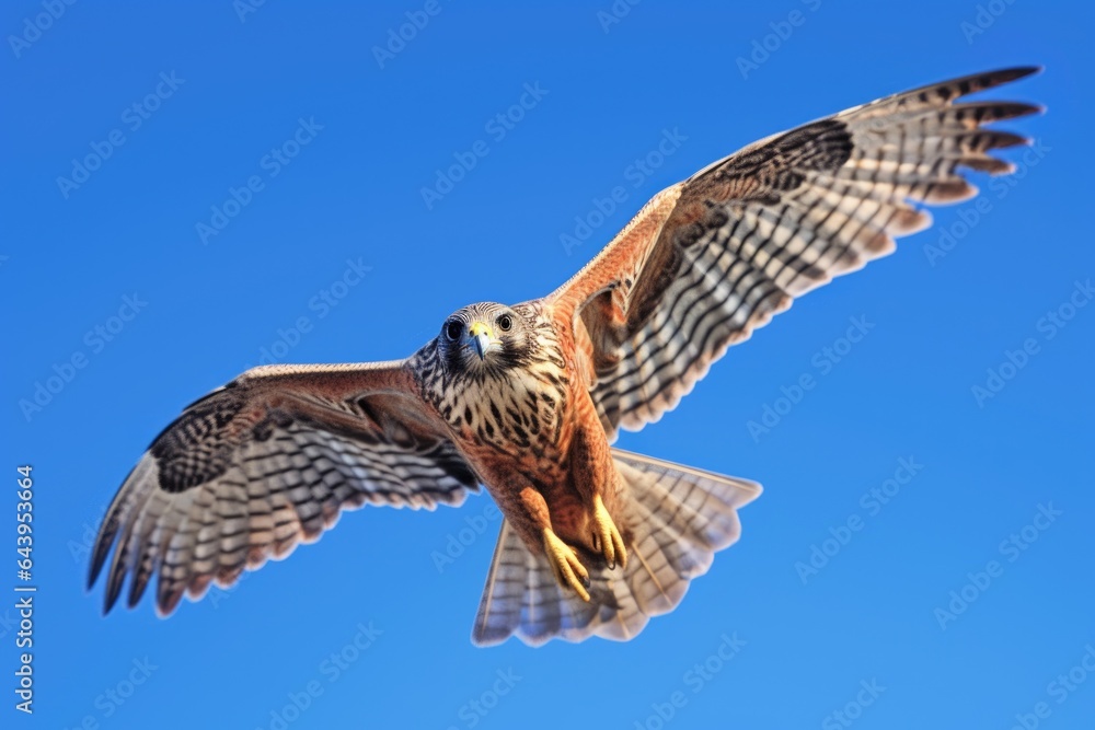 Fototapeta premium falcon soaring against a clear blue sky