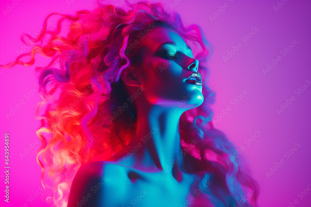 Neon girl portrait. 