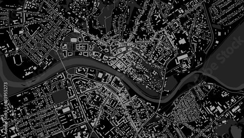 Map of Uzhhorod city, Ukraine. Urban black and white poster. Road map with metropolitan city area view.