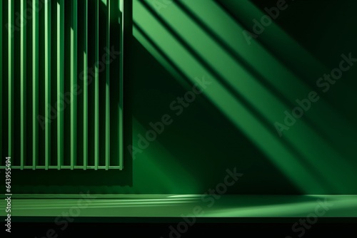 illuminated green neon steps leading into the depth  showcasing modern design with dramatic lighting