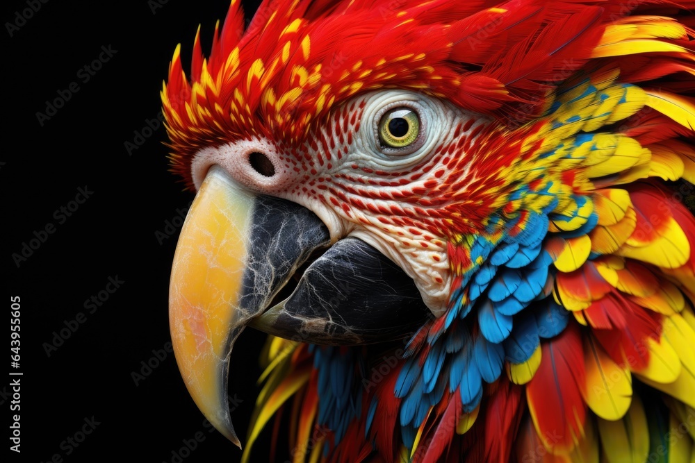 Obraz premium a macaw with artistically dyed feathers, highlighting its natural colors
