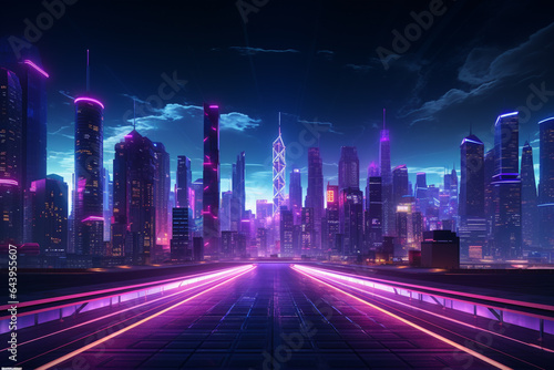 Futuristic city. Created with generative Ai technology.