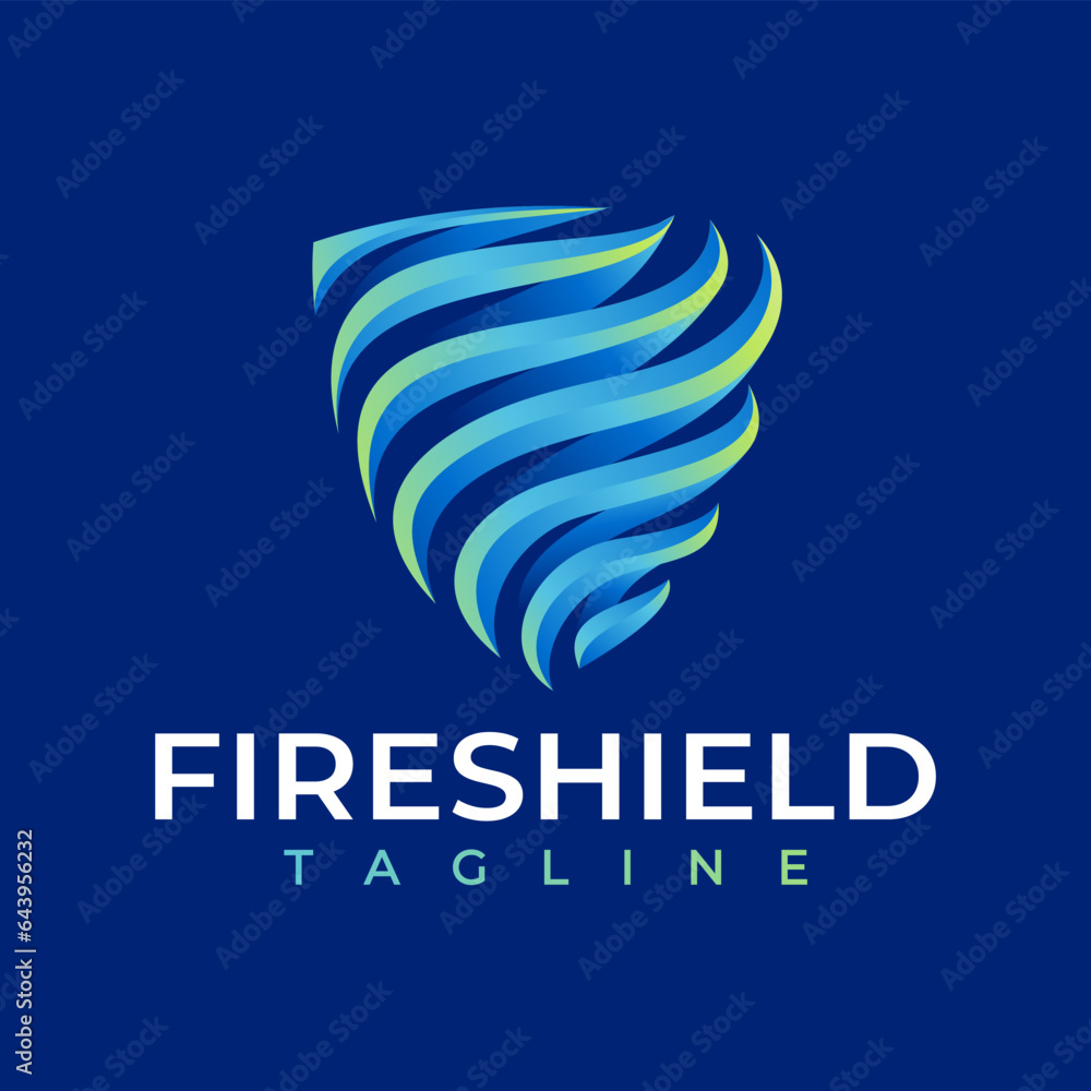 Modern line swoosh abstract security shield logo design Modern line swoosh abstract security shield logo design