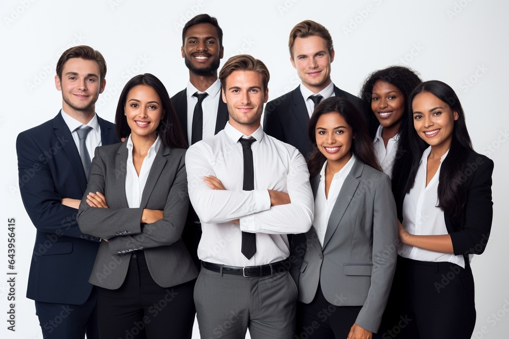a multi cultural business team stood together on white background a multi cultural business team stood together on white background