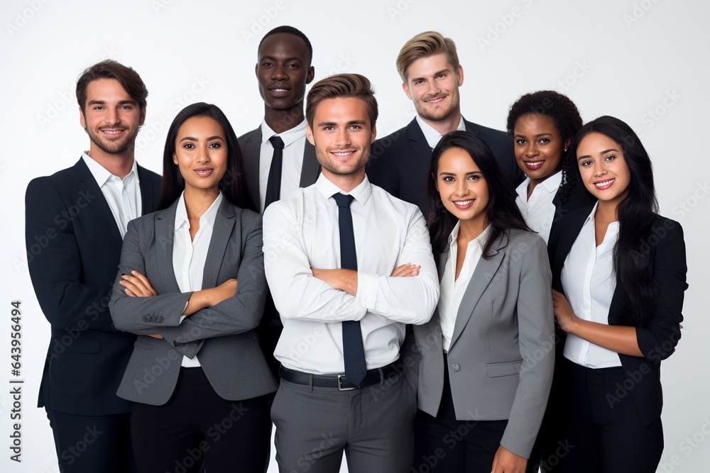 a multi cultural business team stood together on white background a multi cultural business team stood together on white background