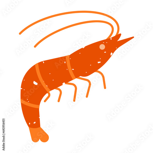 Boiled shrimp textured flat illustration