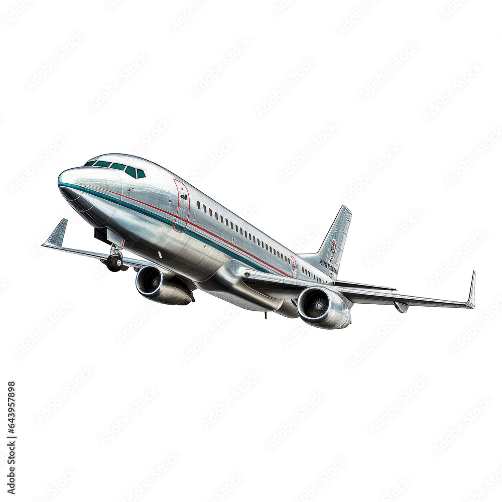 Isolated airplane taking off on cutout PNG transparent background