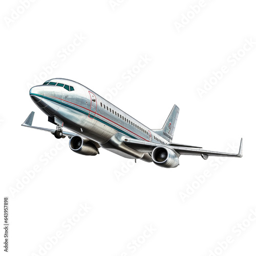 Isolated airplane taking off on cutout PNG transparent background