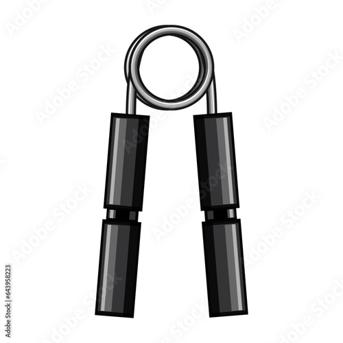 elastic expander hand cartoon. squeeze rubber, fitness exercise, pink sport elastic expander hand sign. isolated symbol vector illustration