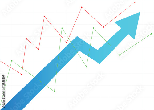 rising up stock blue arrow graph diagram financial business profit progress economic boom