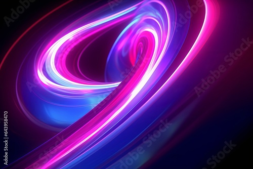 3d render, abstract neon background with glowing pink blue curvy lines, vivid spiral vortex. Fantastic energy wallpaper, Generative AI