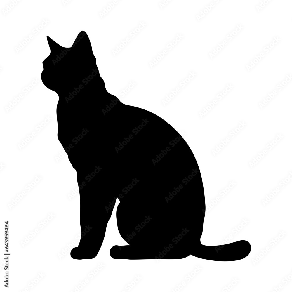 Black cat silhouette, Cute cartoon black cat Black cat silhouette, Cute cartoon black cat