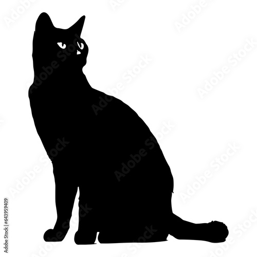 Black cat silhouette, Cute cartoon black cat
