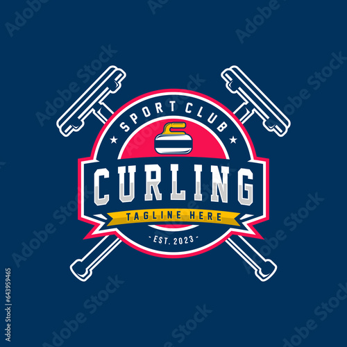 Curling logo vector illustration, Logo for curling sport team. Curling sport with stone