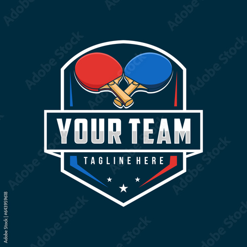 Table tennis badge emblem logo. Ping Pong Sports label vector illustration