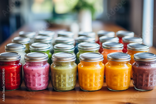 A neatly arranged set of colorful baby food jars stored in a specialized organizer making mealtimes a breeze 