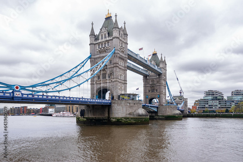 Daytime view of the Tower Bridge over the River Thames in London