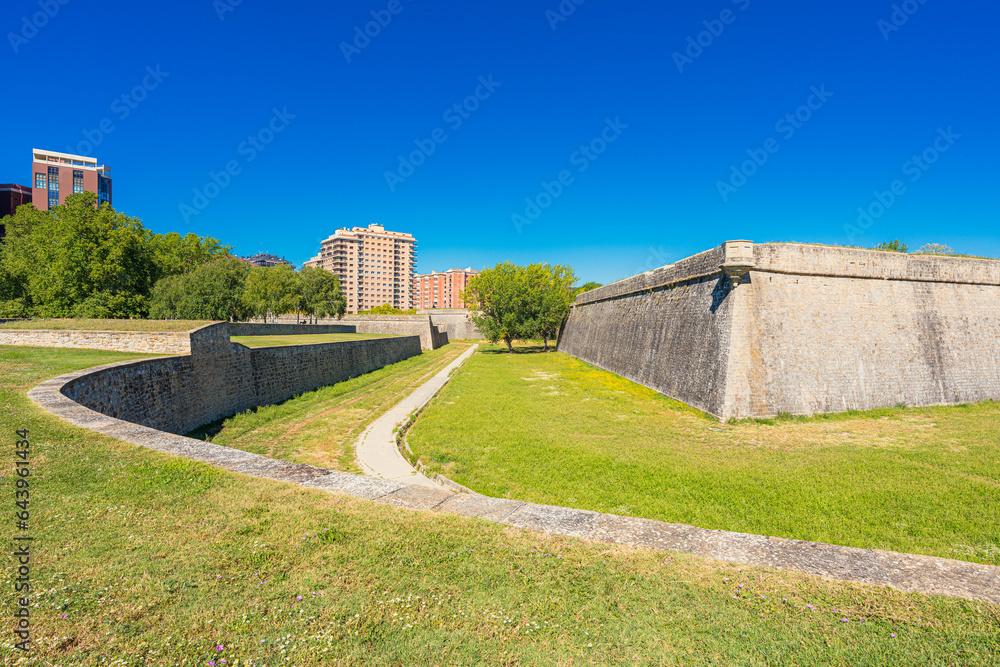 View of Pamplona Citadel and the Baluarte de Santiago, Renaissance fortress in Navarra, Spain