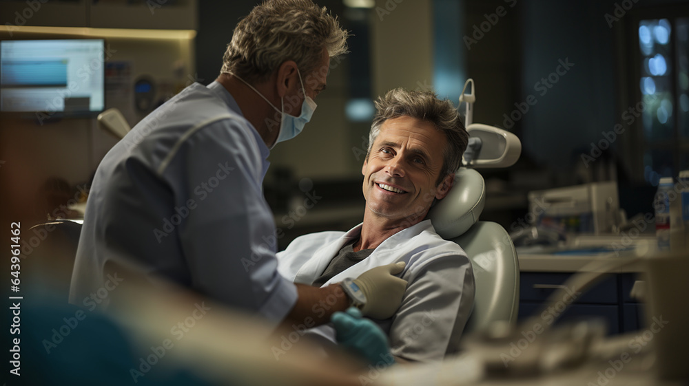 Dental office, dentist with patient Dental office, dentist with patient