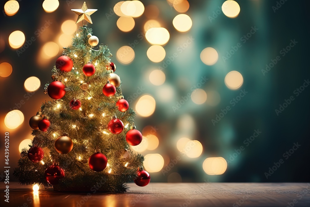 Christmas and New Year background with bokeh lights.Generative Ai Christmas and New Year background with bokeh lights.Generative Ai