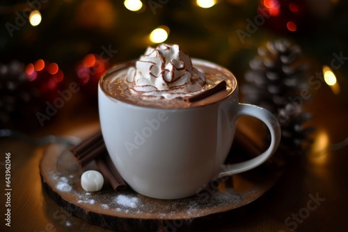 Winter latte cream cup. Generate Ai