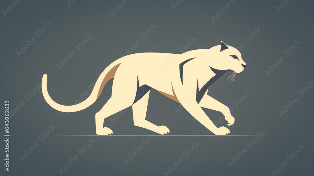 Fototapeta premium Panther silhouette for logo, flat design, generative AI.